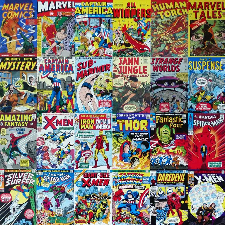 Marvel comic book covers.